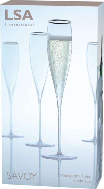 LSA Savoy Champagne Flutes w/ 50g Tasting Set